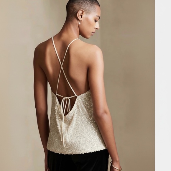 Banana Republic Silver Sequin Halter Top - Picture 2 of 9